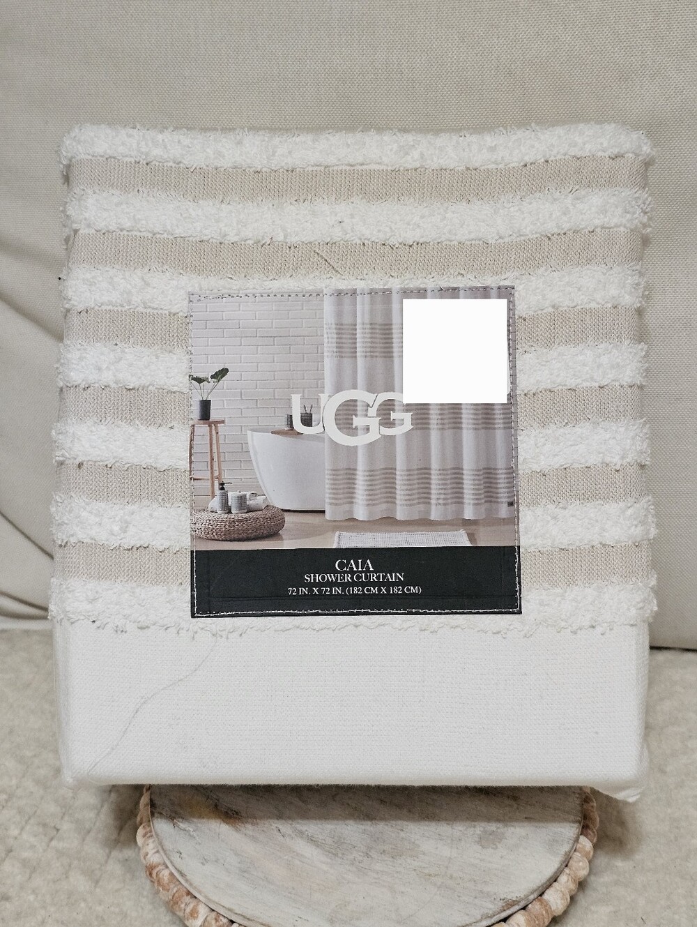 NWT $95 UGG shower curtain CAIA 72" x 72" made in India 100% Cotton Htf Rare
